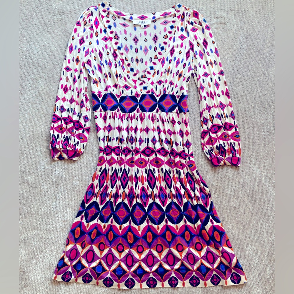 Tibi Abstract Print Long Sleeve Dress‎ – Size Small